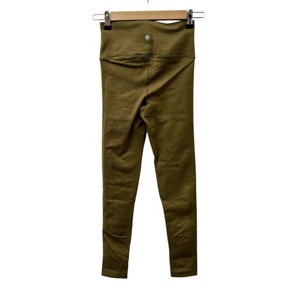 NWT Athleta Aurora Seamless High-Waist Leggings Ribbed Crop Olive Green Women XS - Picture 2 of 13